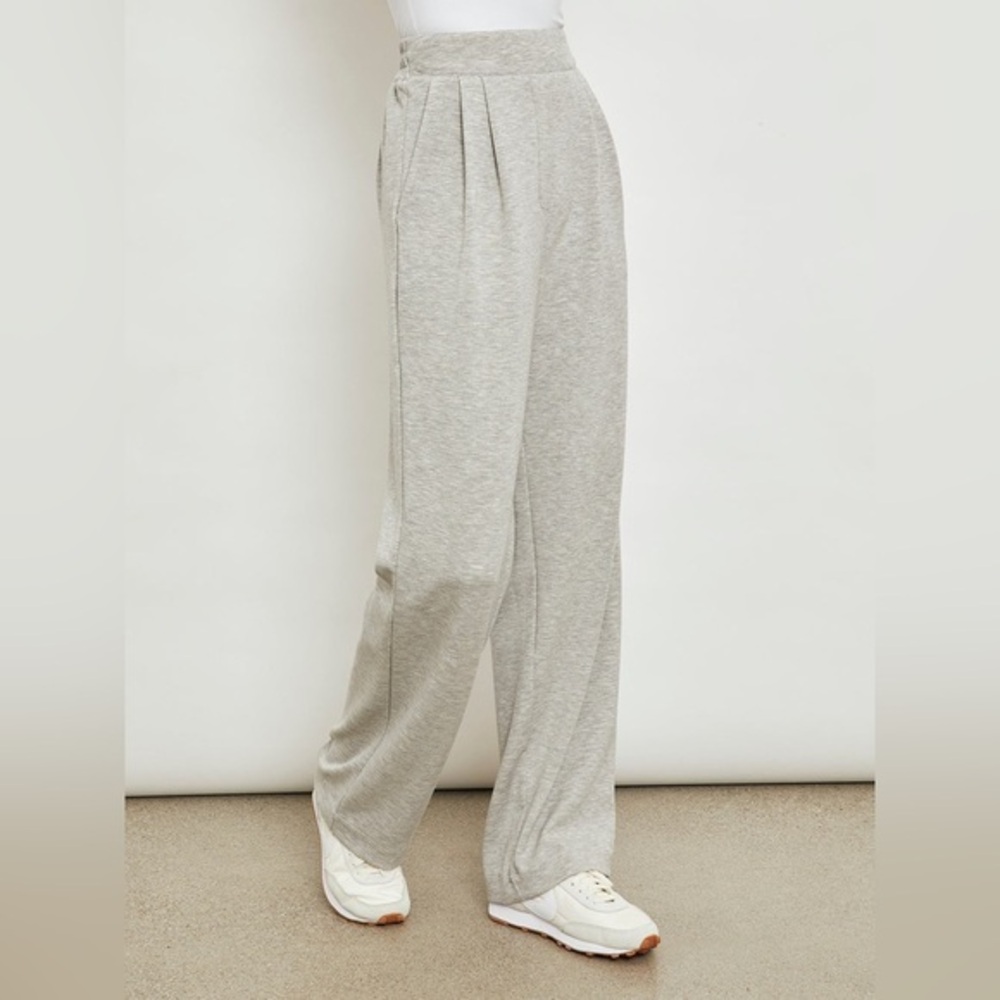 Carbon38 Light Gray wide leg scuba trousers